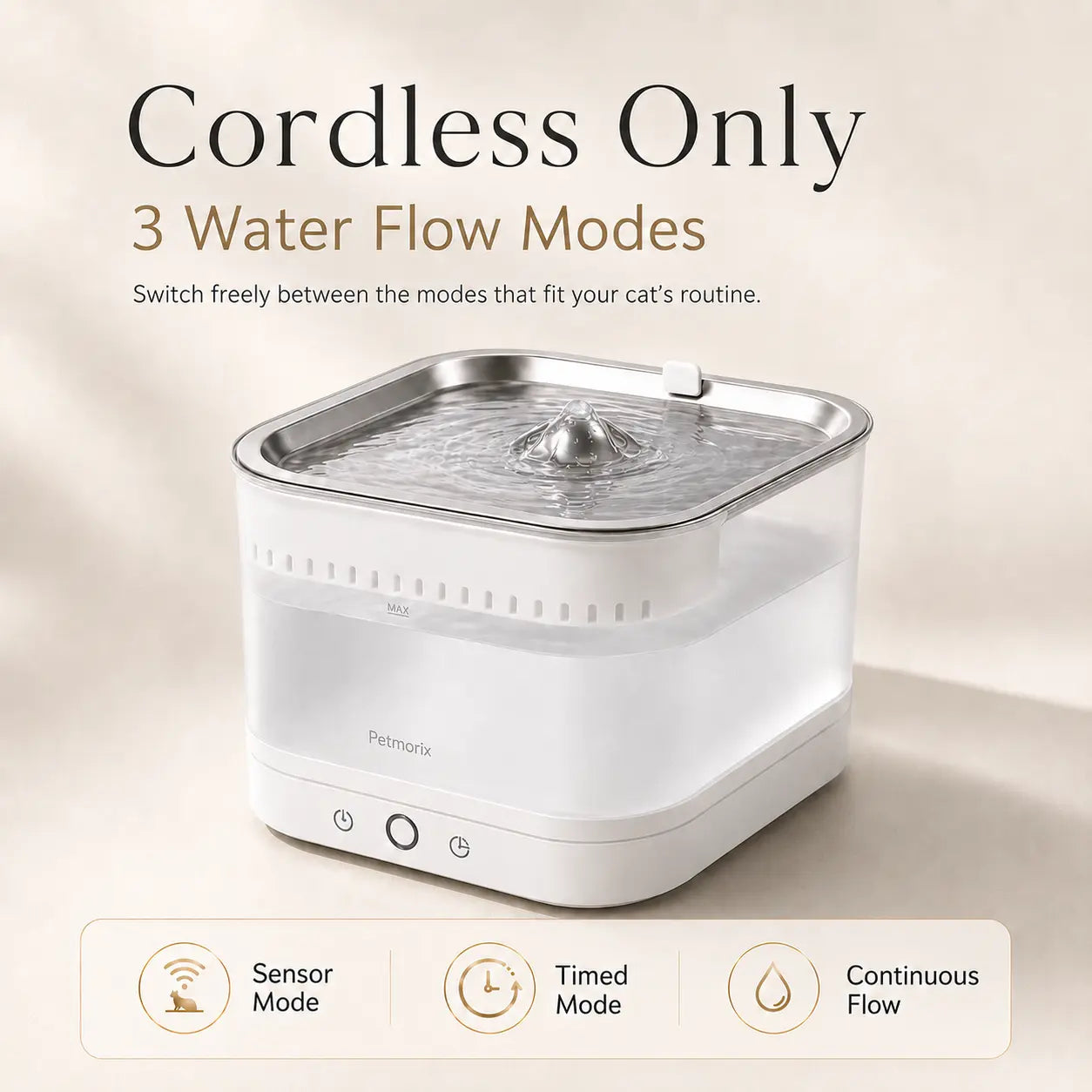 Smart Cordless Cat Water Fountain with Motion Sensor