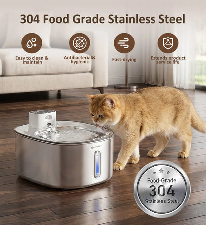 4L Wireless Stainless Steel Water Fountain for Cats & Dogs