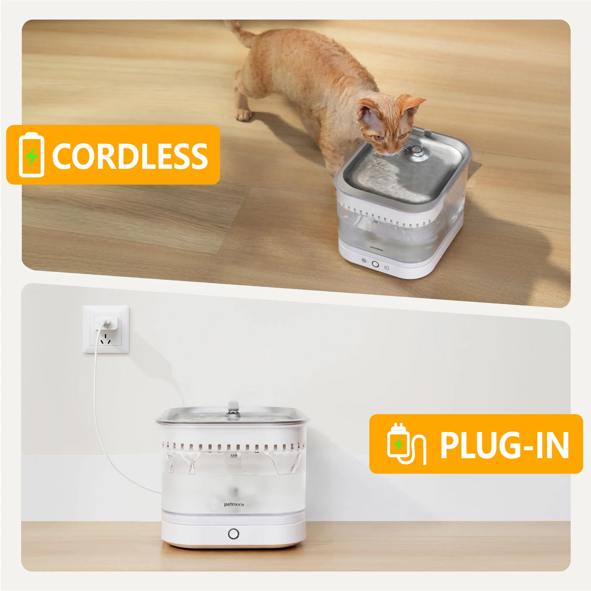 Smart Cordless Cat Water Fountain with Motion Sensor