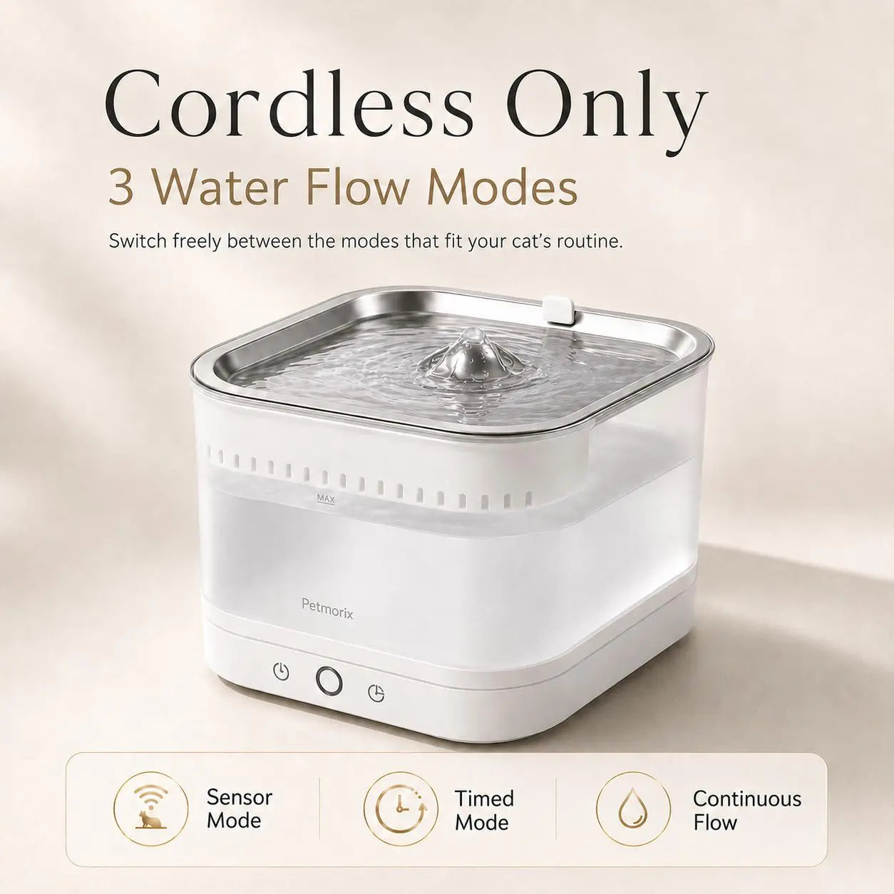 Smart Cordless Cat Water Fountain with Motion Sensor