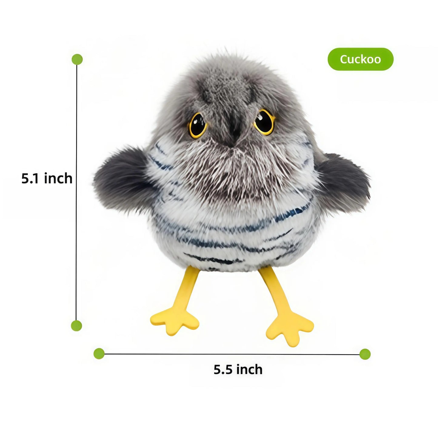 Flapping Bird Plush Cat Toy, Touch-Activated Smart Sensor with Lifelike Chirping Sound, 3 Flapping Modes, Non-Flying Hangable Interactive Exercise Toy, Type-C Rechargeable Durable Indoor Pet Toy