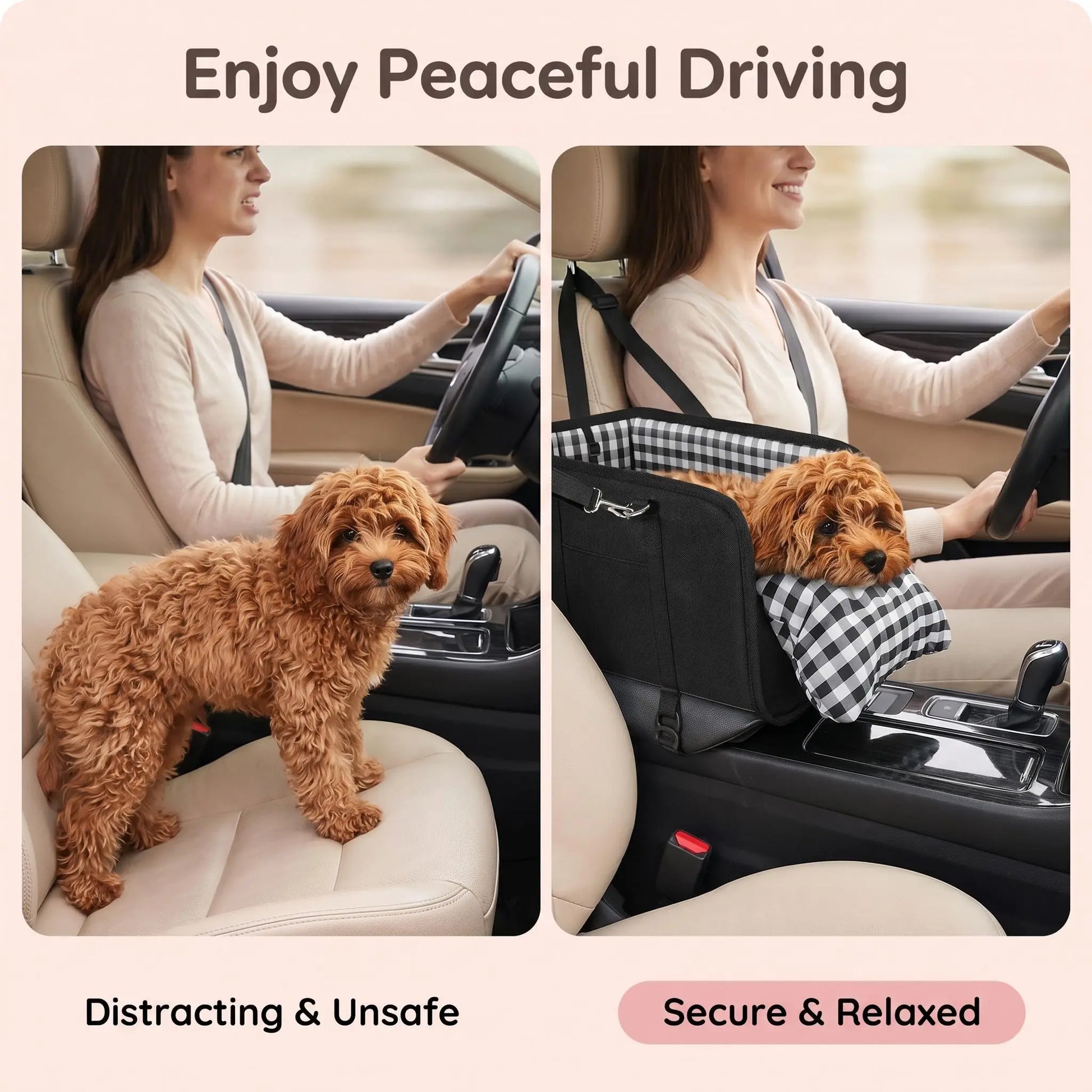 Tailsup Console Dog Car Seat for Small Dogs (Up to 11 Lbs) - Portable Armrest Booster Seat with Pumpkin Design, Sponge Soft Cushion, Anti-Collapse Plastic Frame, Safety Belt, 2 Cozy Bed Modes