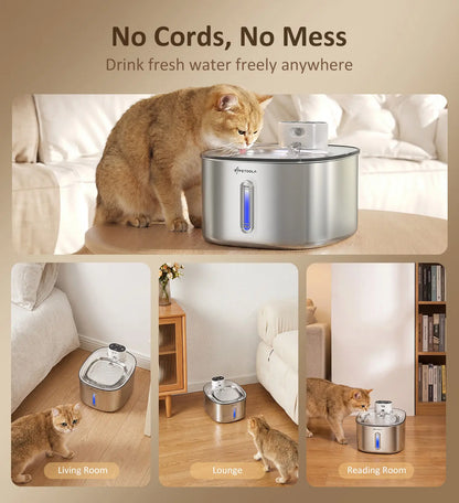 4L Wireless Stainless Steel Water Fountain for Cats & Dogs