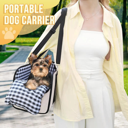 Tailsup Console Dog Car Seat for Small Dogs (Up to 11 Lbs) - Portable Armrest Booster Seat with Pumpkin Design, Sponge Soft Cushion, Anti-Collapse Plastic Frame, Safety Belt, 2 Cozy Bed Modes