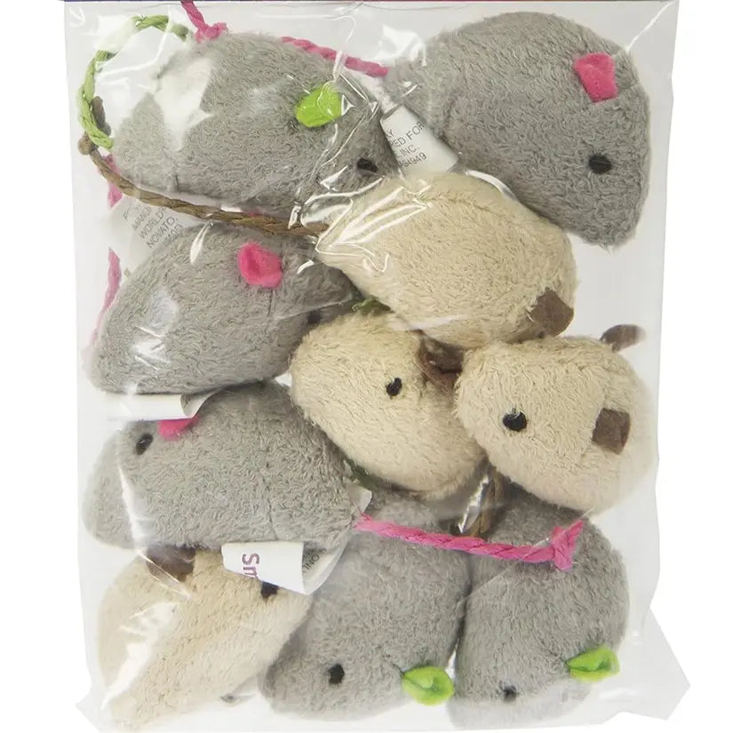 10-Pack Plush Catnip Mice Toys for Cats